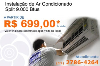 Custo ou valor Instalação de Ar Condicionado em Artur Alvim - A partir de R# 599,00